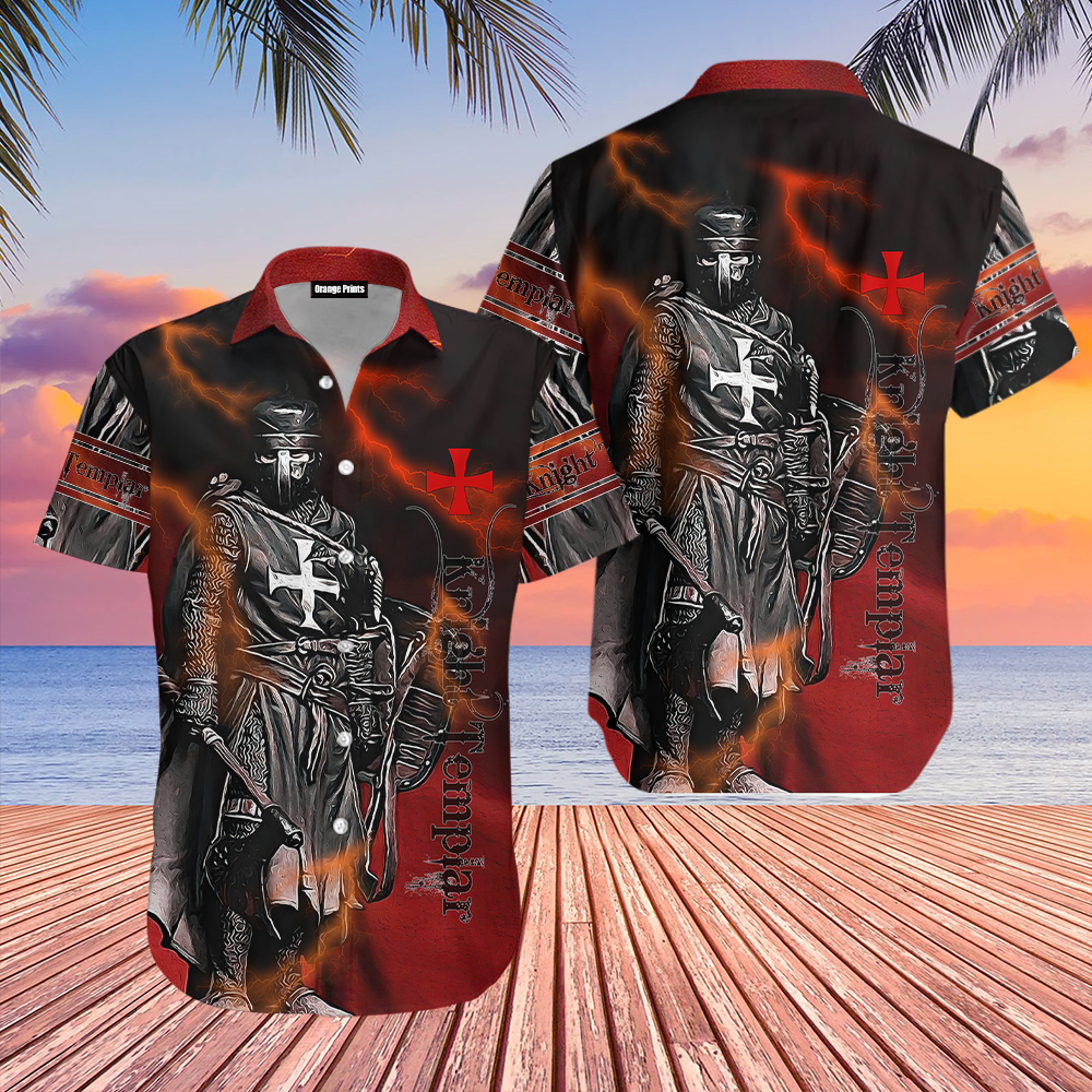 Knight Templar Red Lightening Hawaii Shirt For Men Women Ha108968