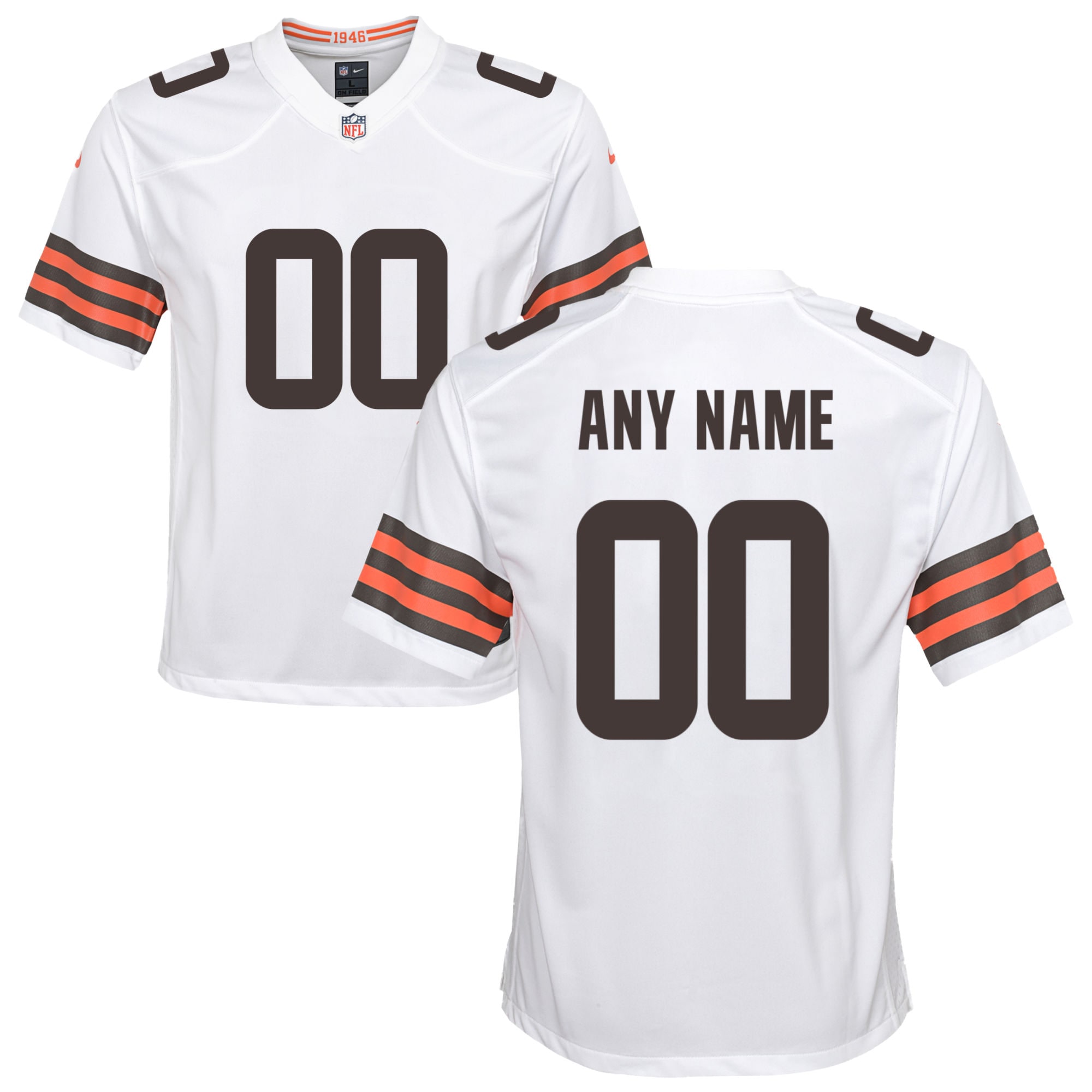 Youth Cleveland Browns White Custom Game Jersey