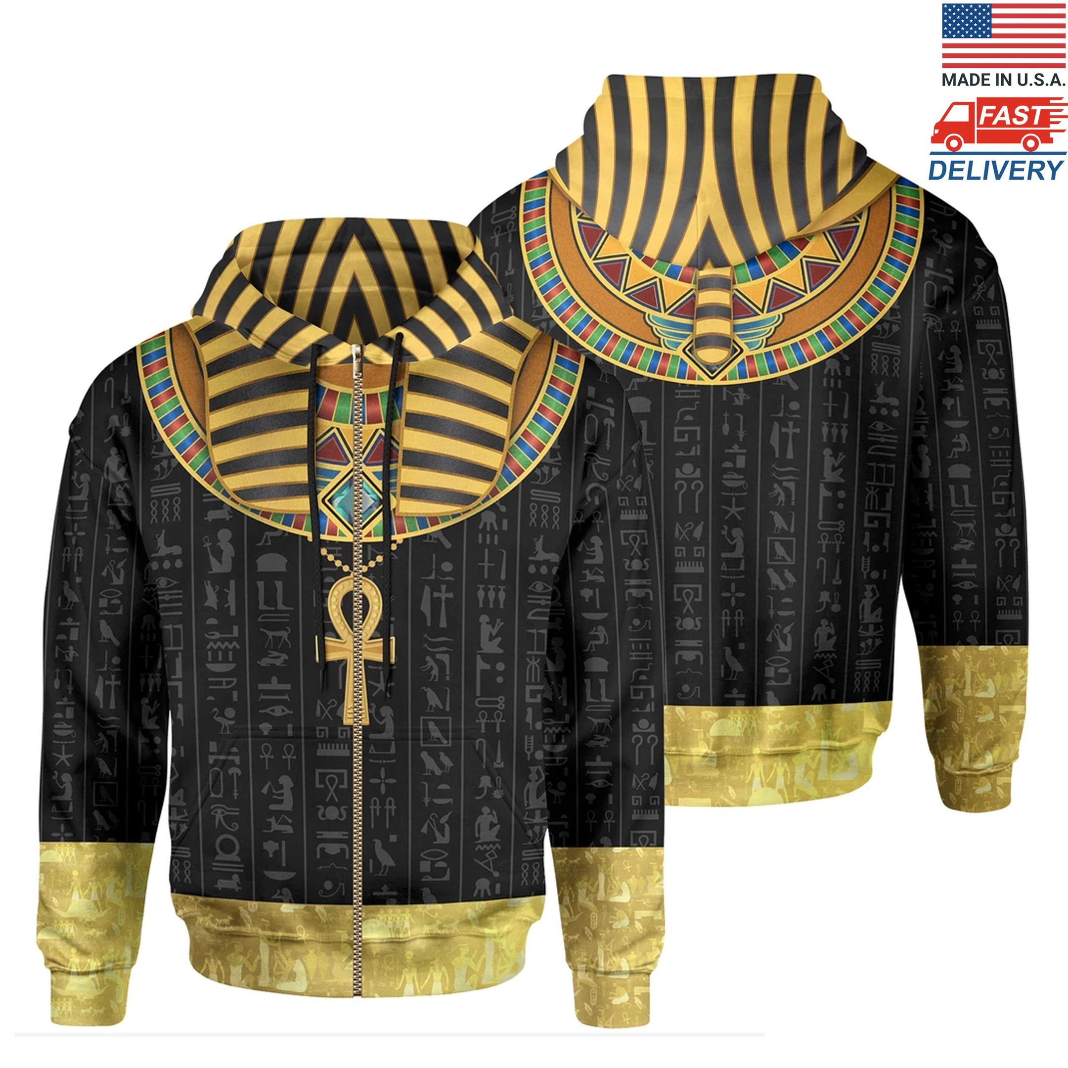 Unisex African Pharaoh Cos Ay All Over 3D Zip Hoodie All Over Print