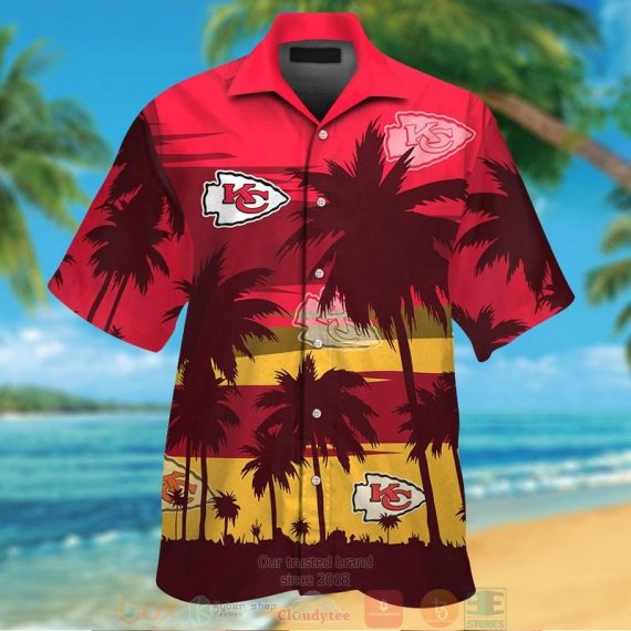 Gift For Husband Dad Kansas City Chiefs Palm Tree Dark Red Hawaii Shirt Ha62660