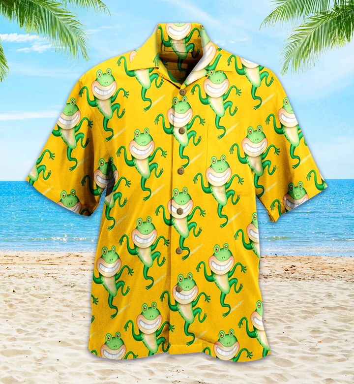 Frog Dancing Funny Yellow Hawaii Shirt Ha26038