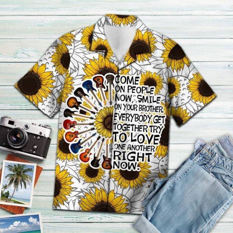 Guitar And Sunflower Hippie Hawaii Shirt Ha87580