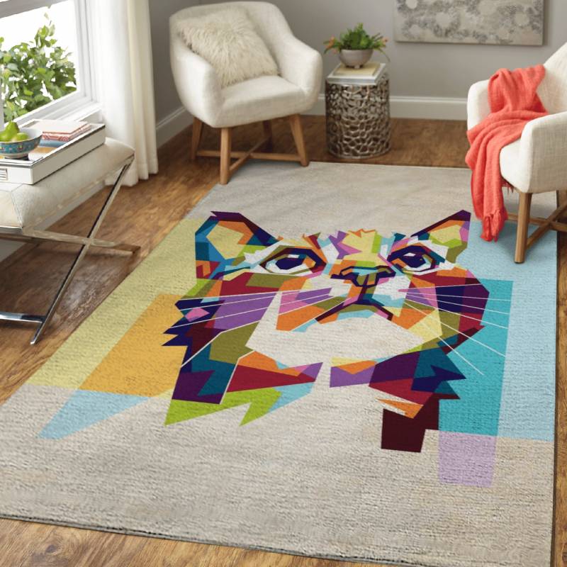 Rainbow Cat 2 – Animals Area Rug Carpet