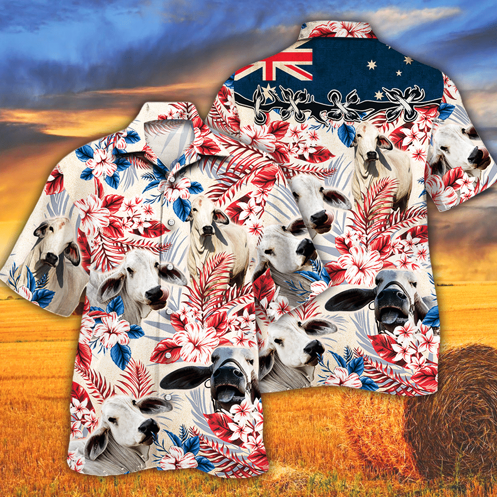 Brahman Cattle Lovers Australian Flag Hawaii Cow Hawaii Shirt For Men Women Ha27627