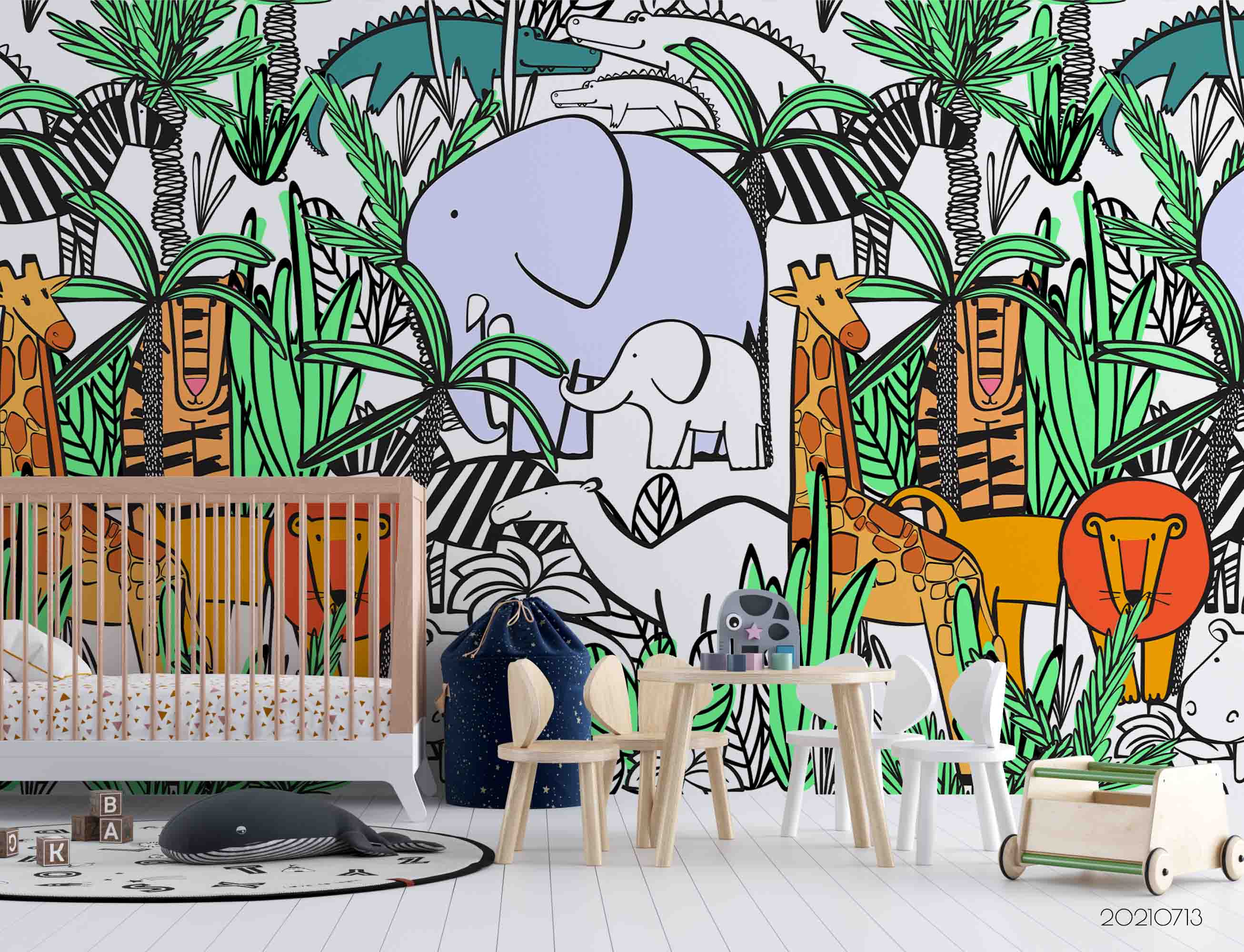 3D Tropical Jungle Elephant Wall Mural Wallpaper Lqh 164