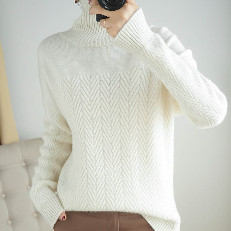 winter new wool sweater women turtleneck pullover sweater loose lazy long sleeves drop-shoulder cashmere knitted bottoming shirt alx