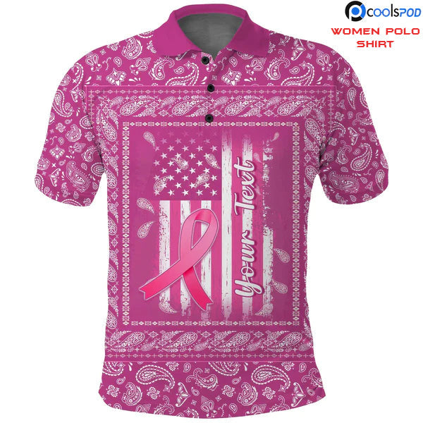 Breast Cancer Custom Women Polo Shirt Pink Paisley Pattern In October We Wear Pink