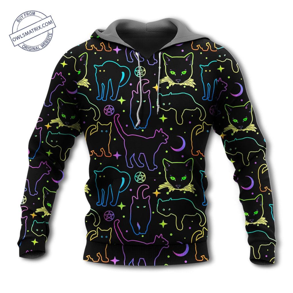 Cat Neon Colorful Playing With Kitten Magical – Hoodie – Hood01Lin240822