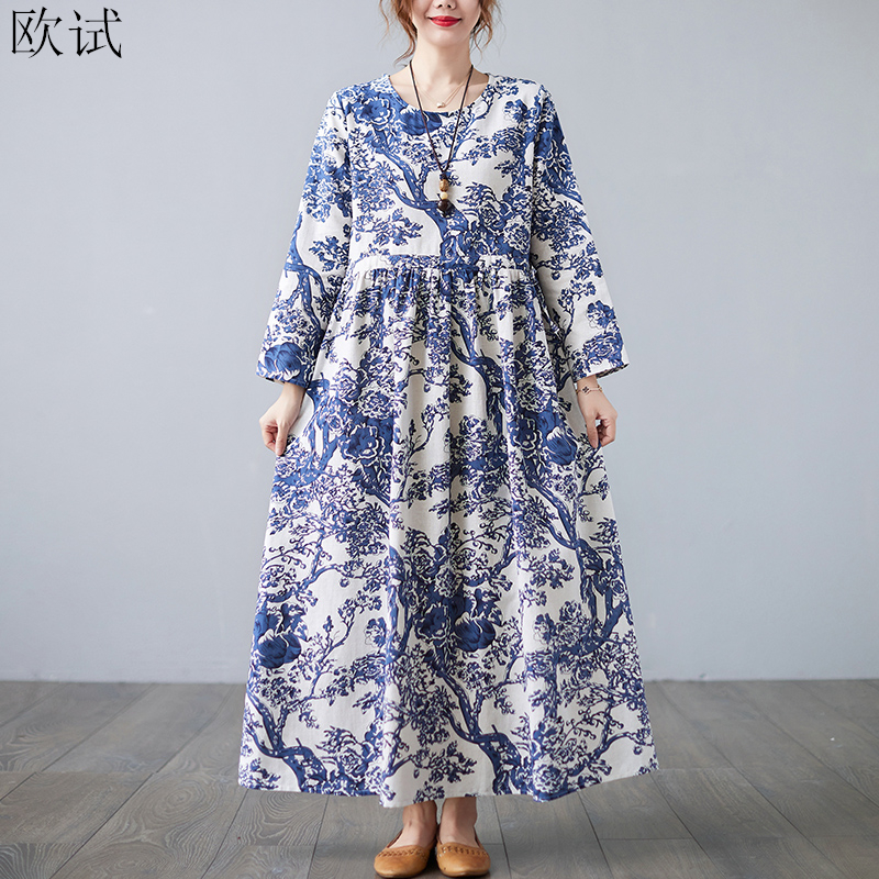 Summer Spring Floral Dress Women Vintage Long Sleeve Drawstring Ladies Dresses Woman Clothing Casual Femme Fashion Dress 2022 alx