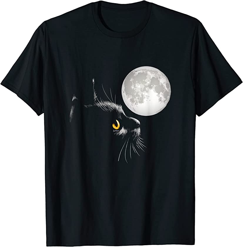 Black Cat Yellow Eyes Cats Moon Lucky Black Kitten Kitty Cat T-Shirt