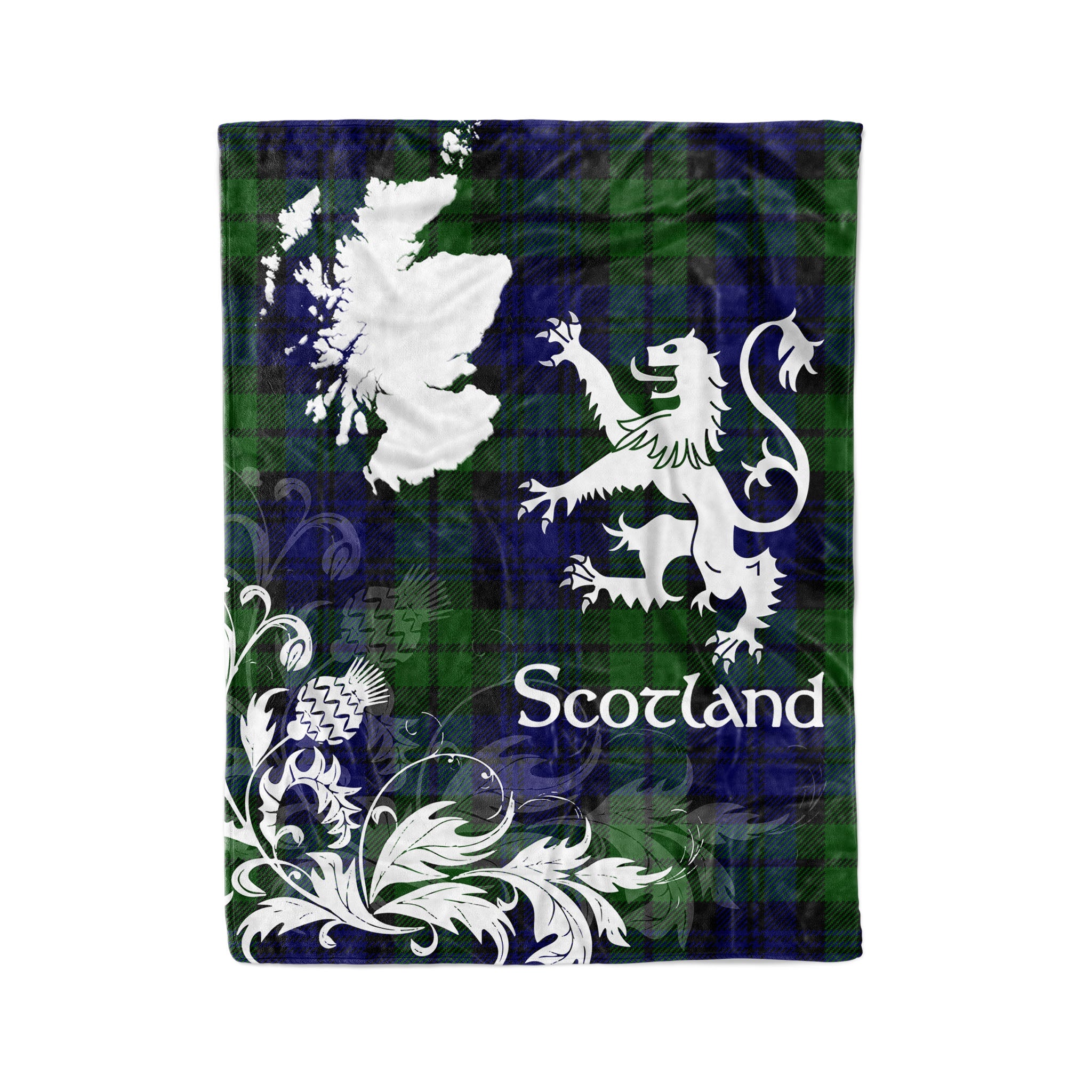 Tartan Plaid Fleece Blanket Tartan Blanket Thistle And Lion Scottish Clan Campbell Plaid Blanket