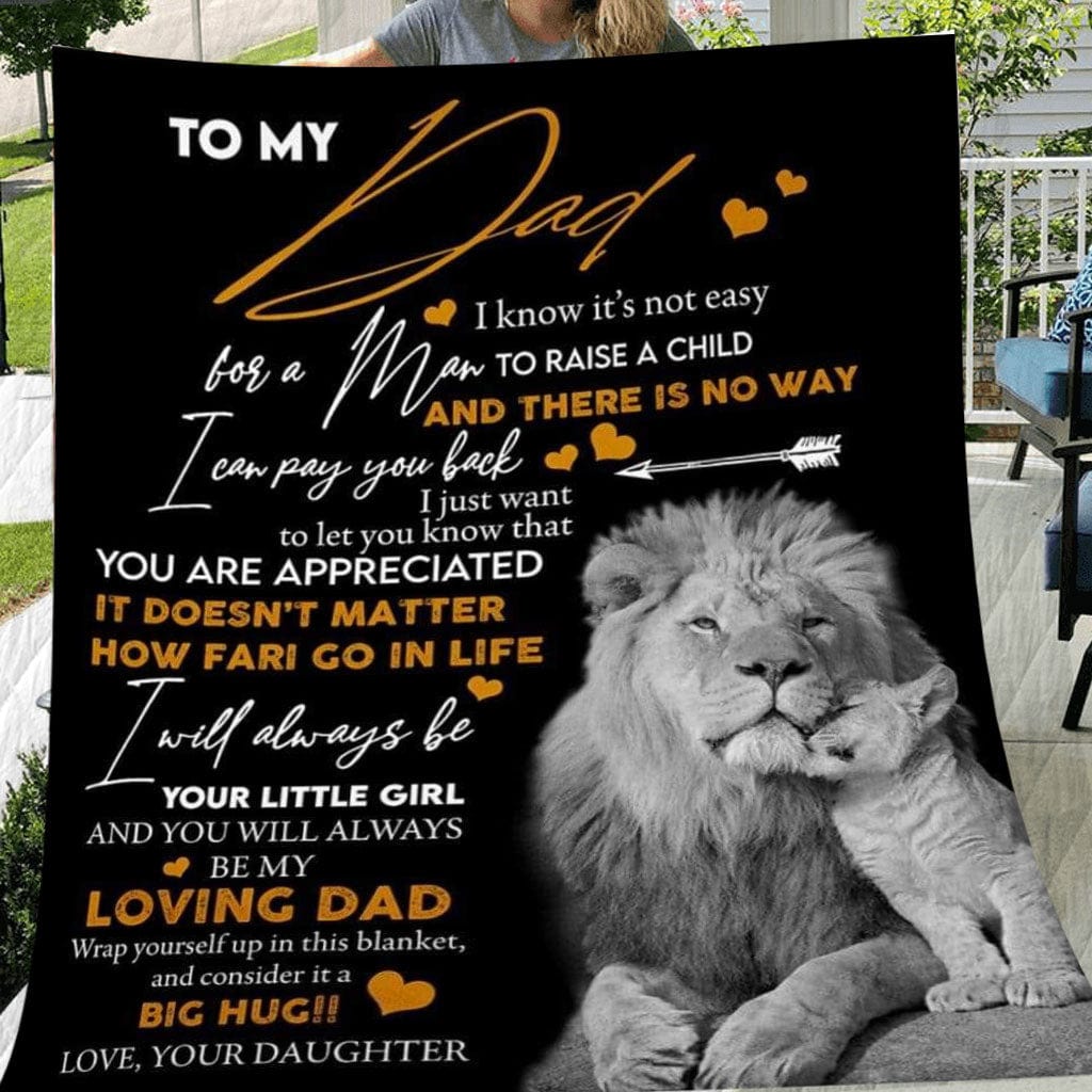 To My Dad Lion Father’S Day Fleece & Sherpa Blanket