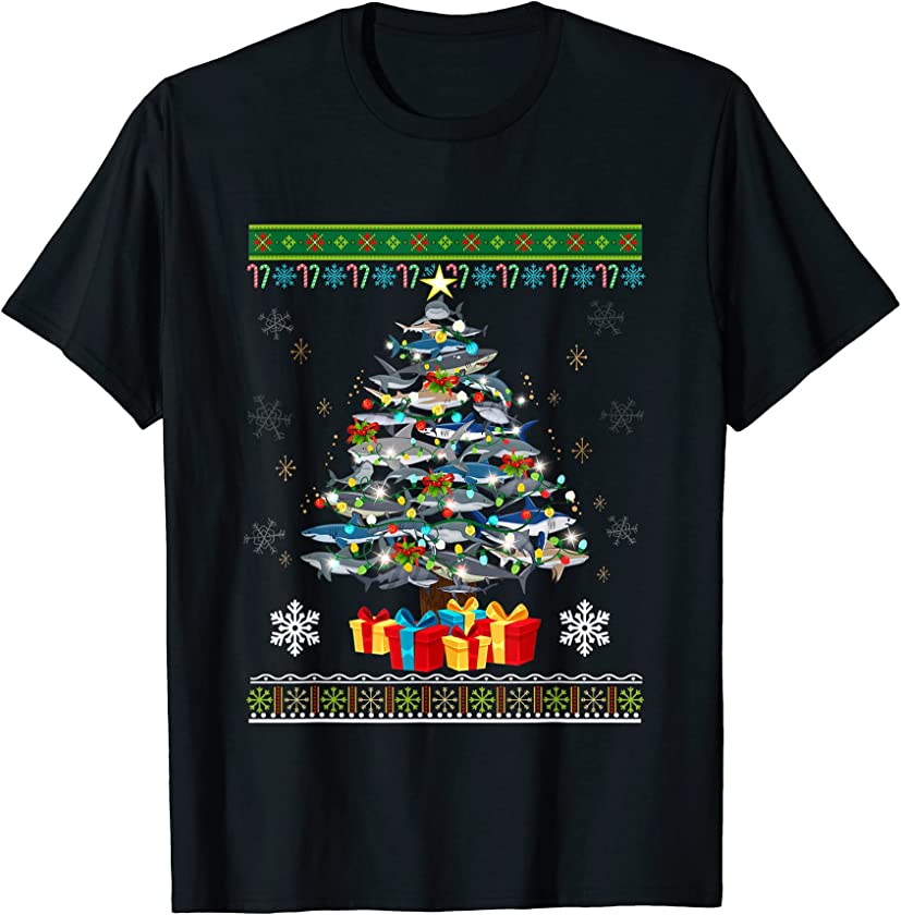 Shark Xmas Lighting Tree Shark T-Shirt