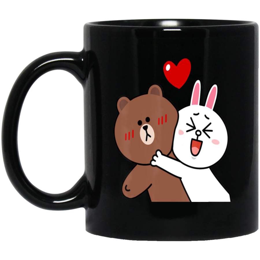 Cute brown bear cony bunny rabbit valentines lovers hug kiss Coffee Mug