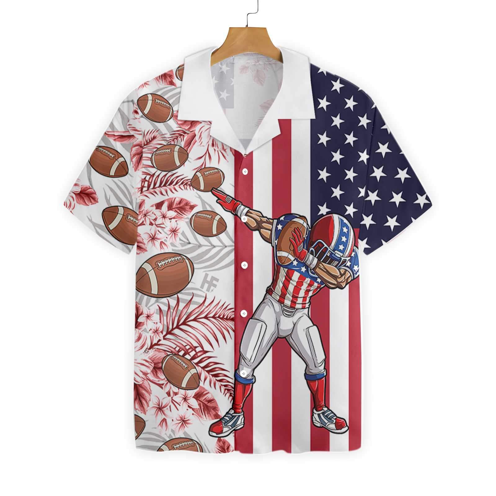 Dabbing Football American Flag Tropical Hawaii Shirt Ha34464