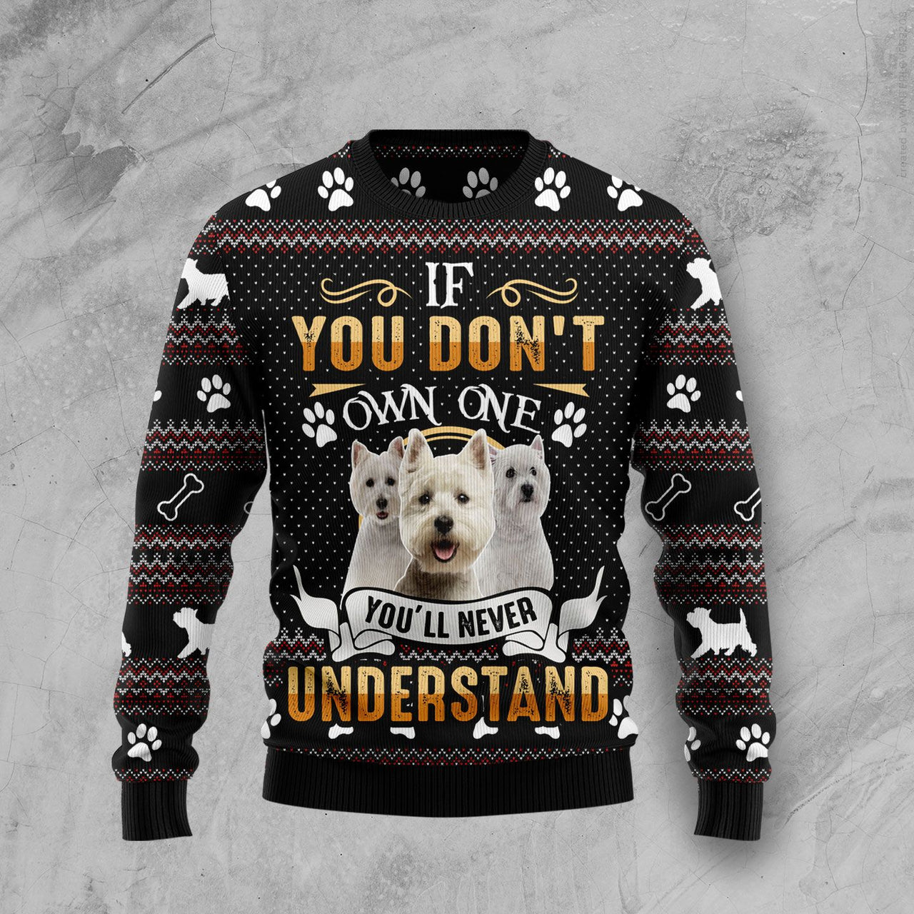 West Highland White Terrier Ugly Christmas Sweater | For Men & Women | Adult | Us1212