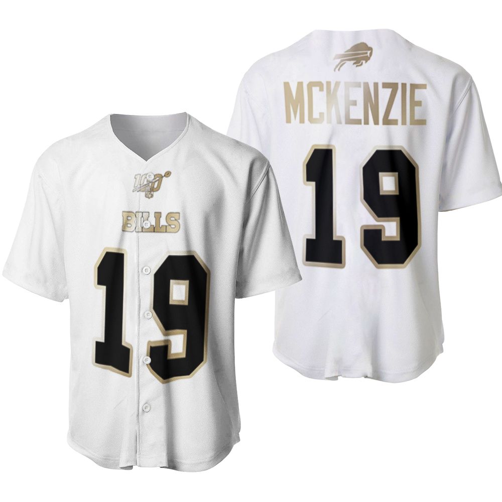 Buffalo Bills Isaiah Mckenzie #19 NFL White 100th Season Golden Brandedition Jersey Style Gift For Bills Fans Baseball Jersey