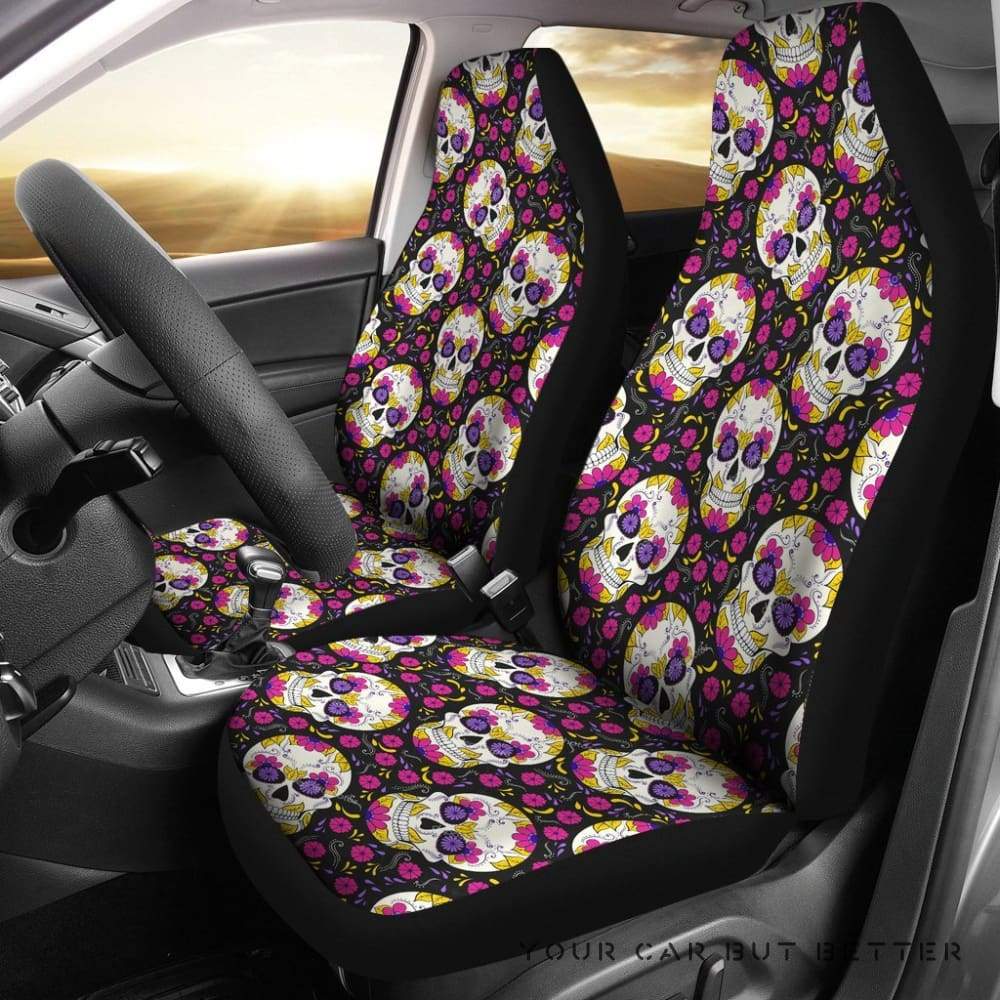 Set Of 2 Candy Sugar Skull Car Seat Covers 232205