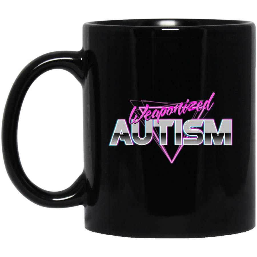 Weaponized Autism – Funny Meme 80s Aesthetic 11oz 15oz Black Mug Idea 2nd April Puzzle Ribbon Support Autism Dad Mom Kids Autistic