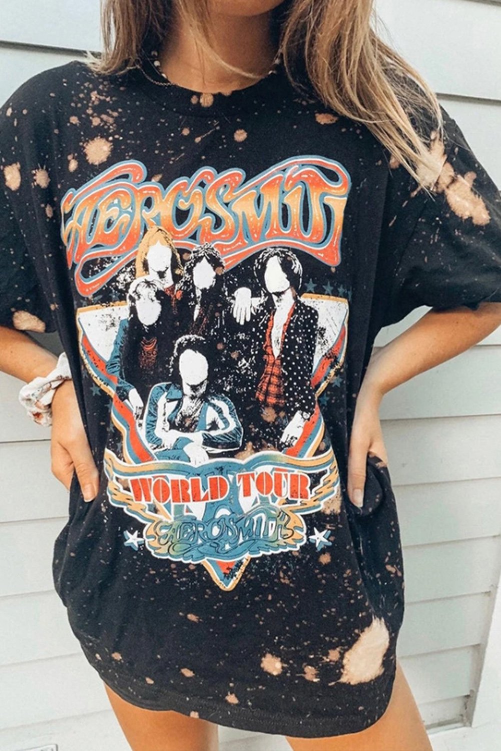 Azura Exchange Vintage Aerosmith Bleached Tee