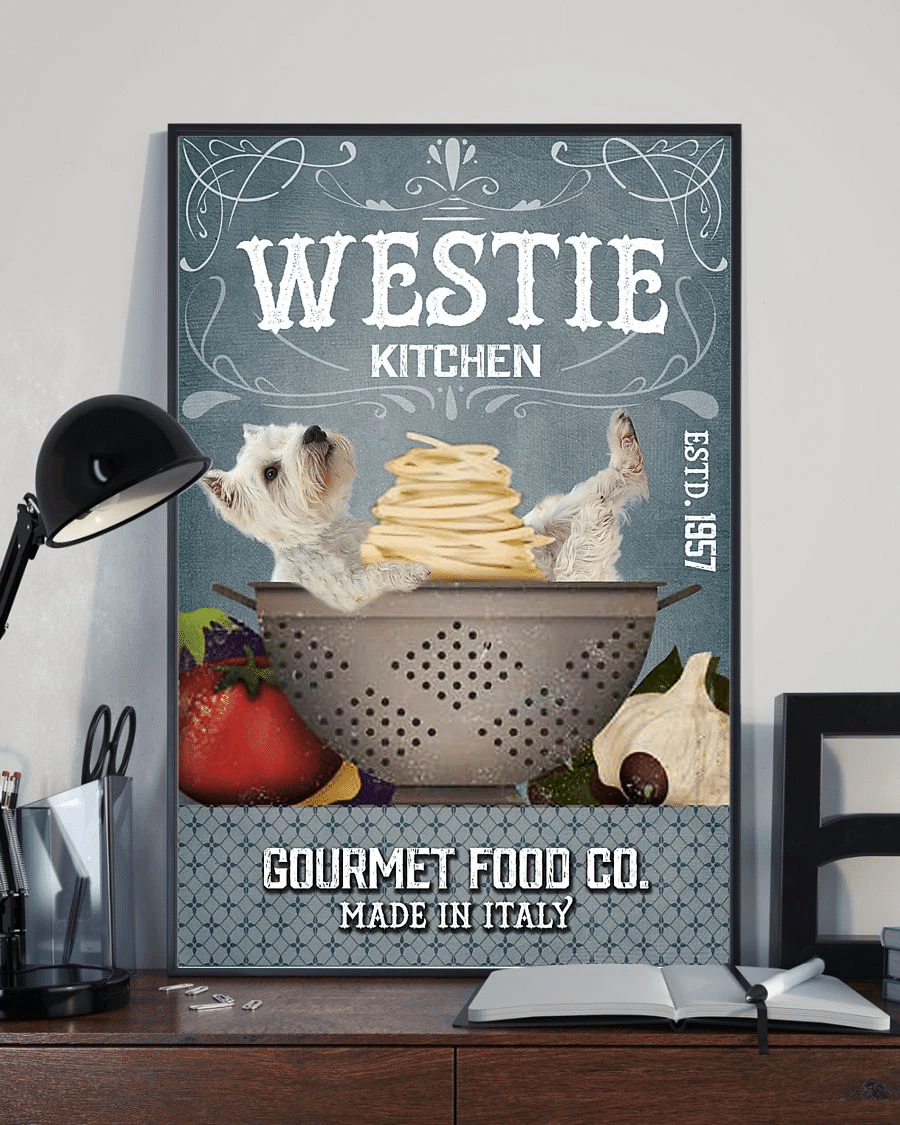 Westie Kitchen Gourmen Food Co Funny Poster Canvas – Vintage Home Decor Wall Art Evg81407