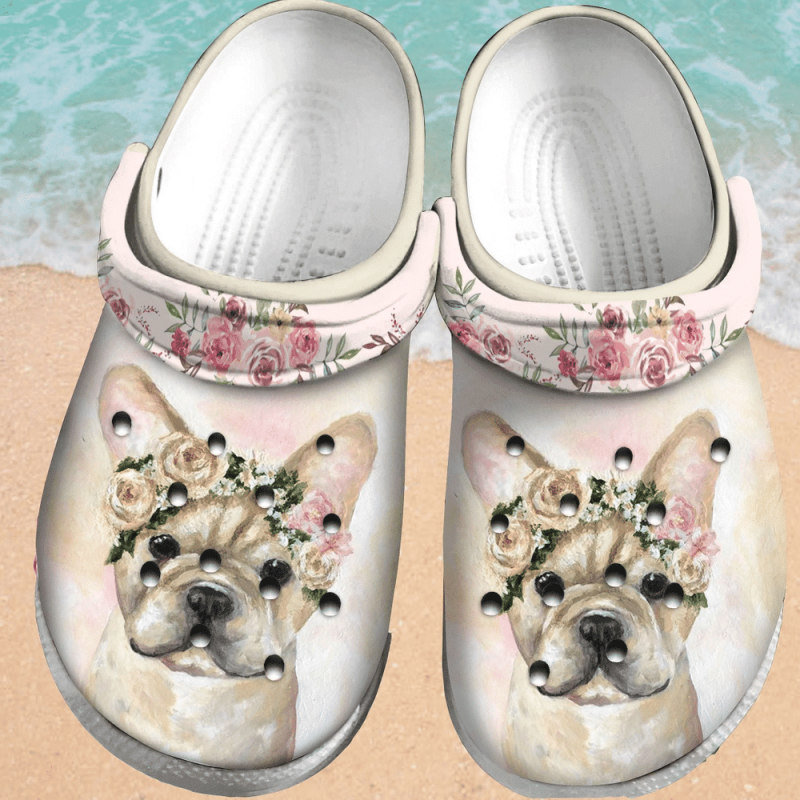 Bulldog Flower Rubber clog Shoes Comfy Footwear