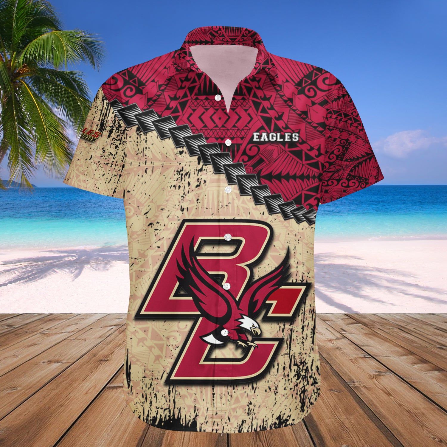 Boston College Eagles Hawaii Shirt Grunge Polynesian Tattoo – NCCA