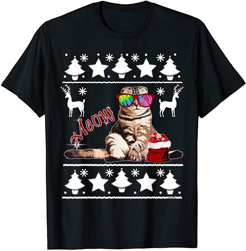 Ugly Christmas Funny Cat Parent T-Shirt