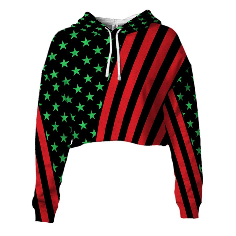 African American Flag Cropped Hoodie