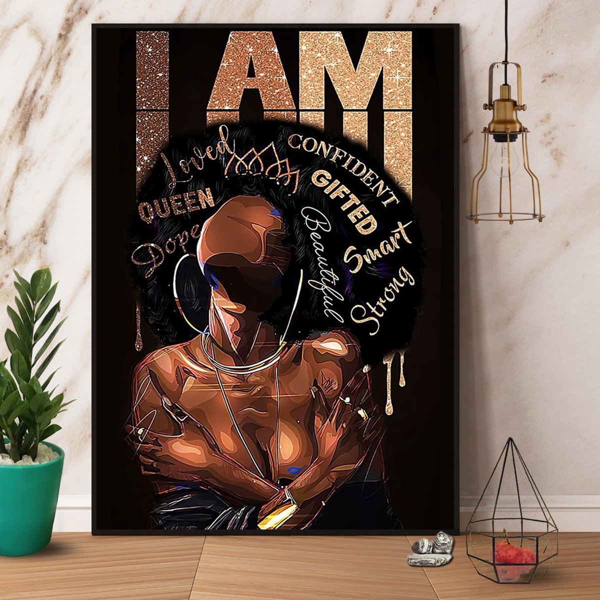 Black Queen Black Woman I Am Black Girl Magic Smart Strong Loved Confident Beautiful Great Gift Poster No Frame