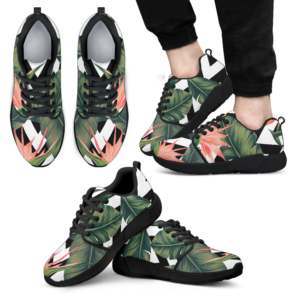 Zig Zag Tropical Pattern Print Men’S Athletic Shoes