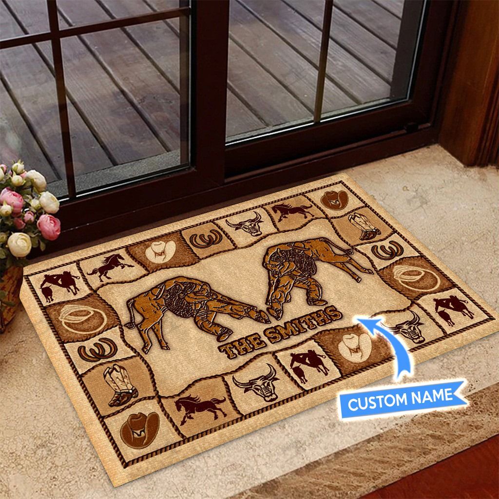 Steer Wrestling Personalized Doormat DVJ20111403