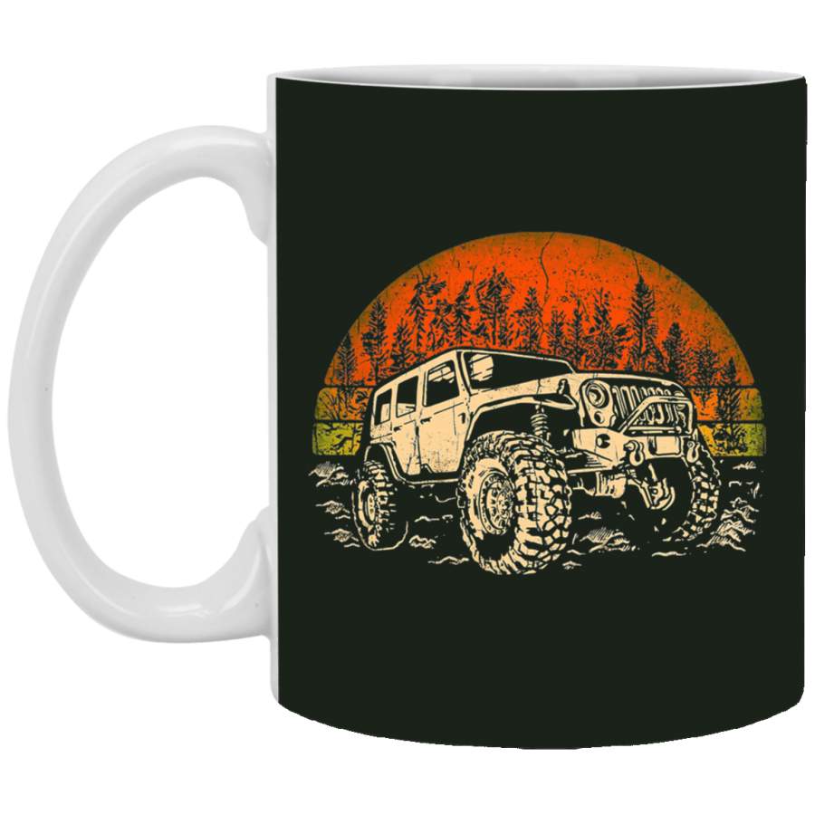 Vintage Jeeps Mug Retro 70s Sunset Off Road