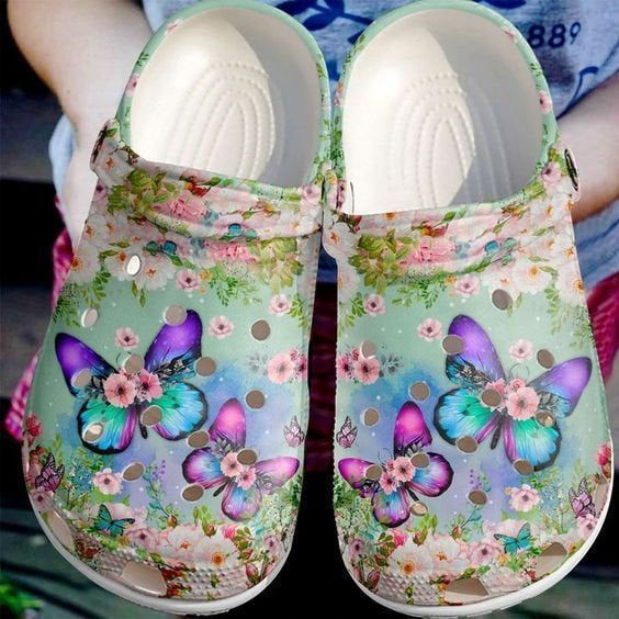 Butterfly Flower Rubber clog Shoes Comfy Footwear