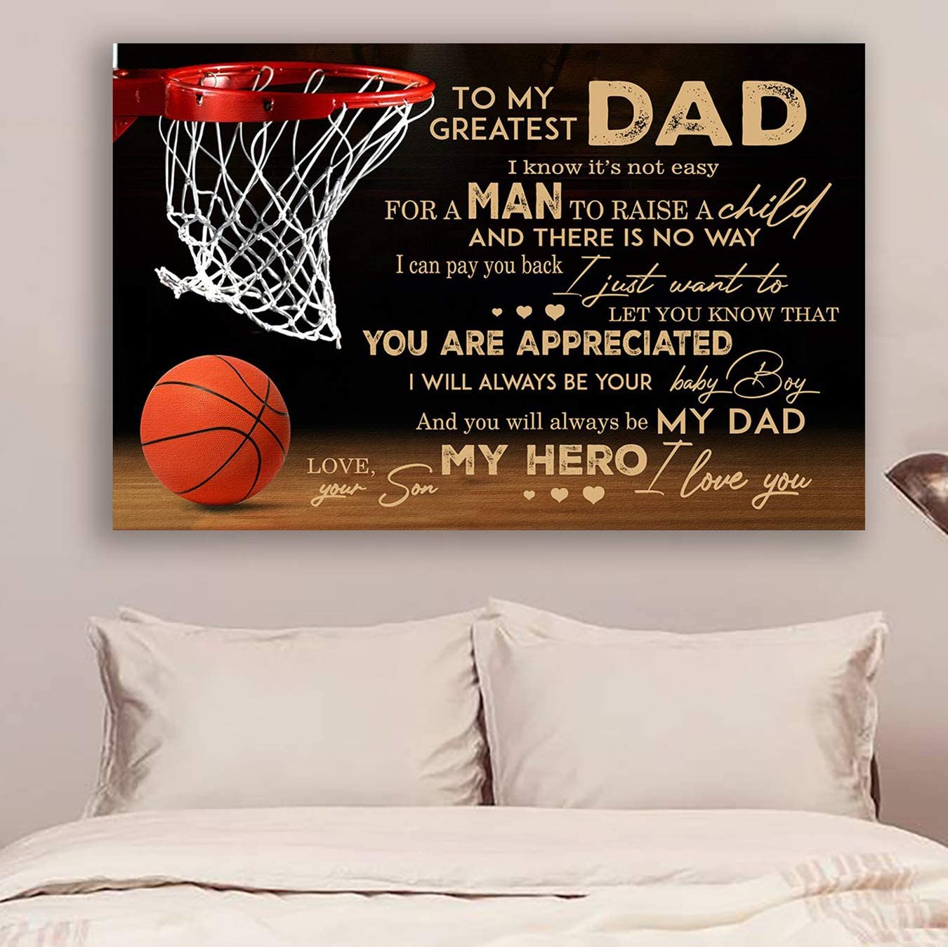 Poster for Room Aesthetic -Command Strips Wall Decor – Ly38 Basketball Poster – Son to Dad – It’s Not Easy for A Man to Raise A Child