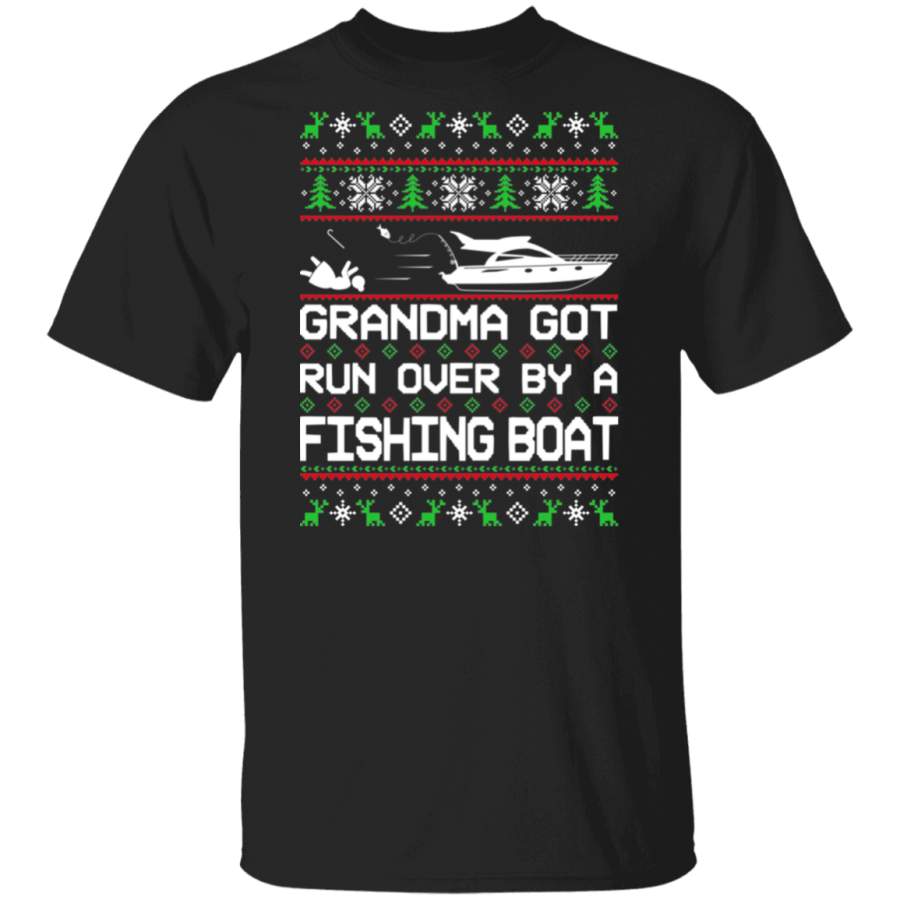 Boat Grandma Got Run Over by a Boat Ugly Christmas T-Shirt