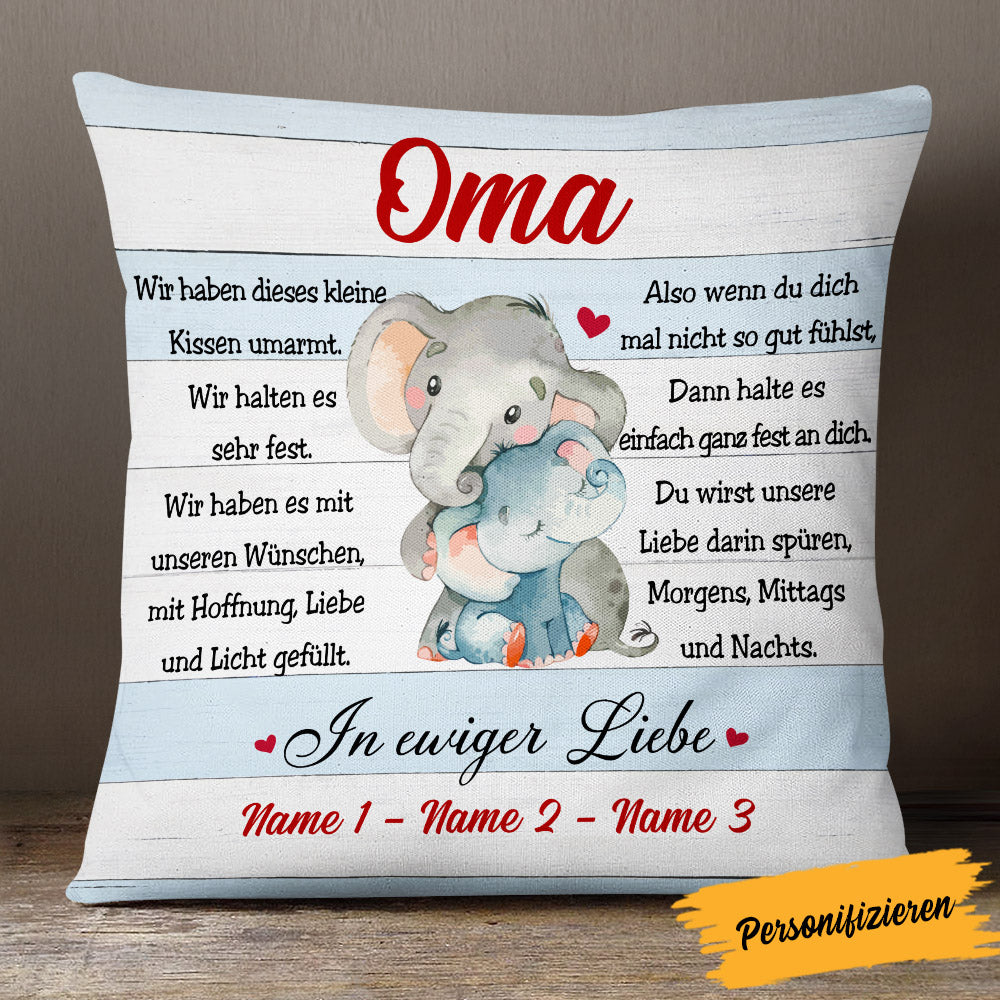 Personalized German Mama Oma Elephant Mom Grandma Pillow AP146 65O53 (Insert Included)