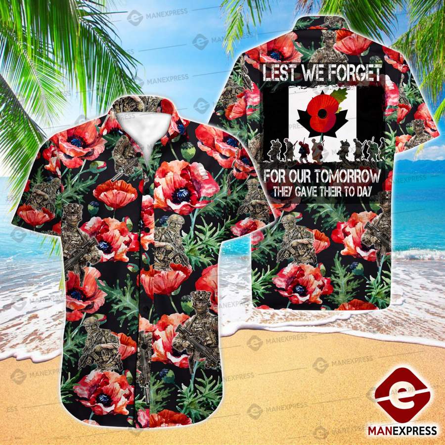 Canadian Military Canada Lest We Forget Hawaiian Shirt Ha52571