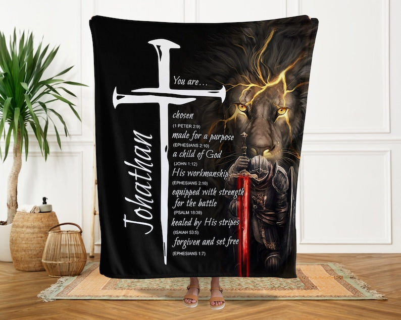 Personalized Christian Throw Blanket, Christian Gifts For Men, Teens Boys Christmas Blanket, Christmas Gift For Son, Religious Gifts