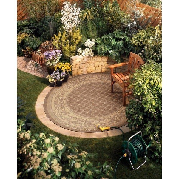 Pergola Garden Trellis Cocoa Natural GE2245 Round Rug  CYSI2907