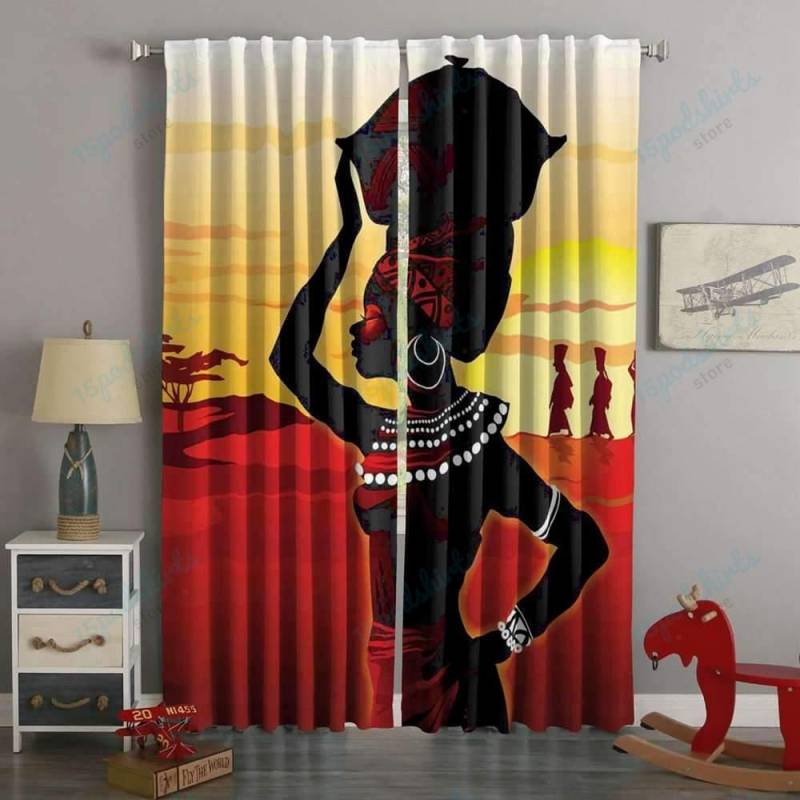 3D Printed Africa Women Style Custom Living Room Curtains