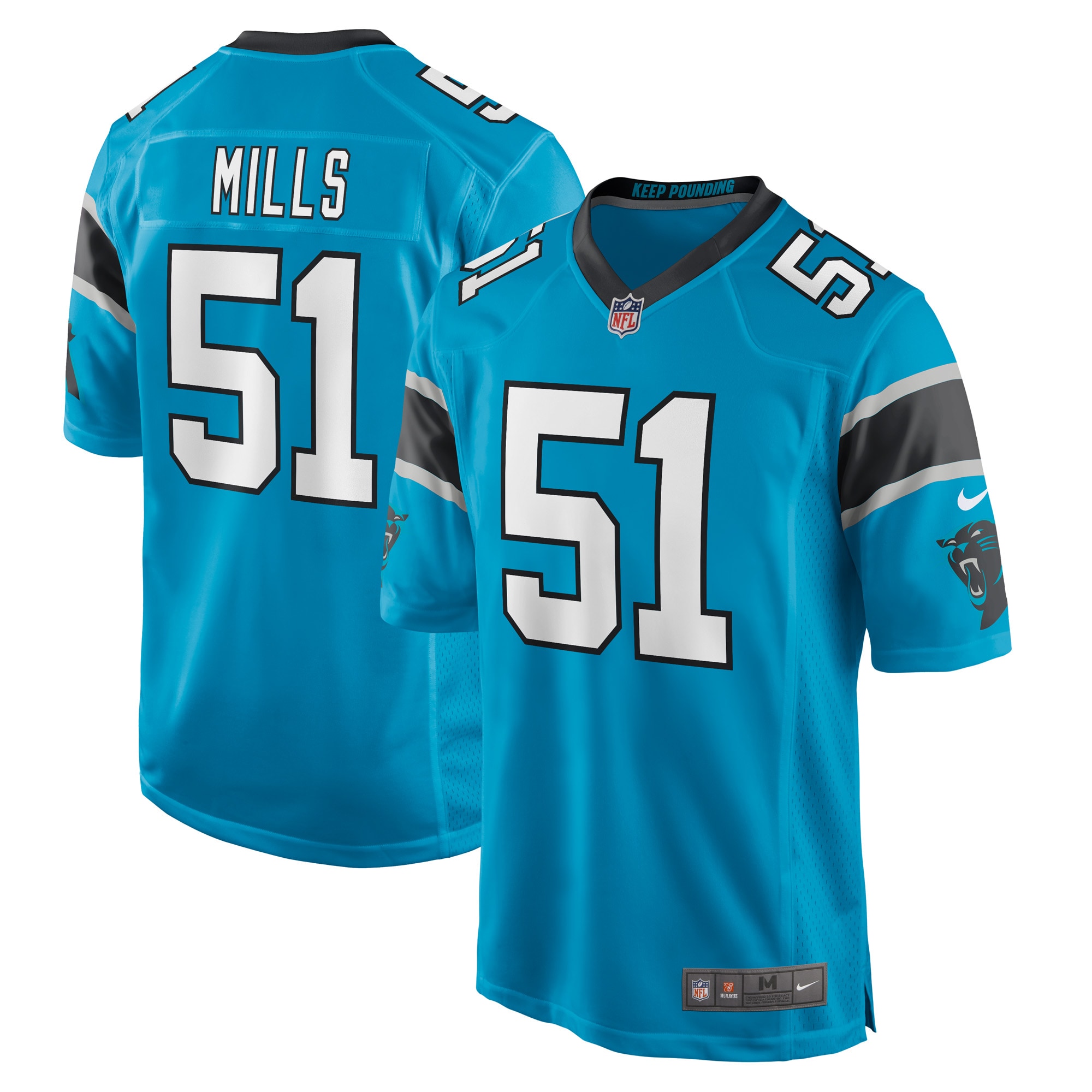 Men’s Carolina Panthers Sam Mills Blue Retired Player Jersey