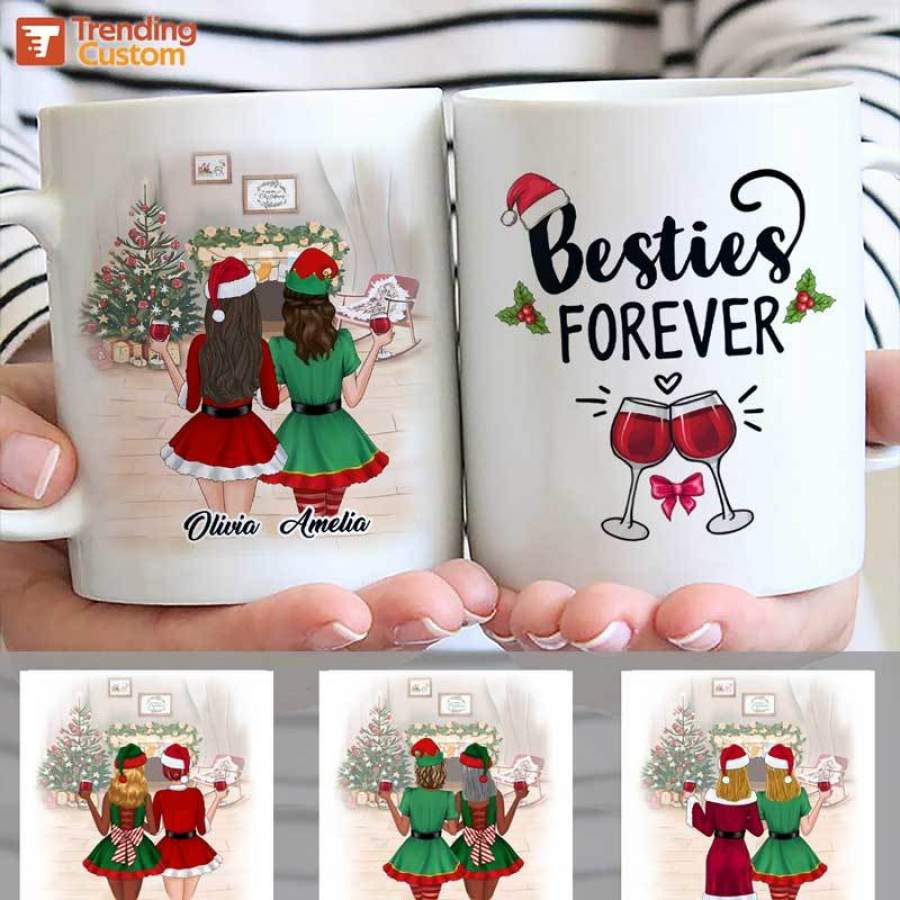 Wine Besties Christmas Personalized Coffee Mug