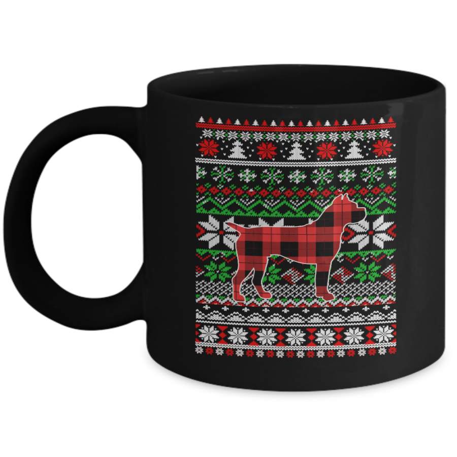 Boxer Red Plaid Ugly Christmas Sweater Funny Gifts Mug