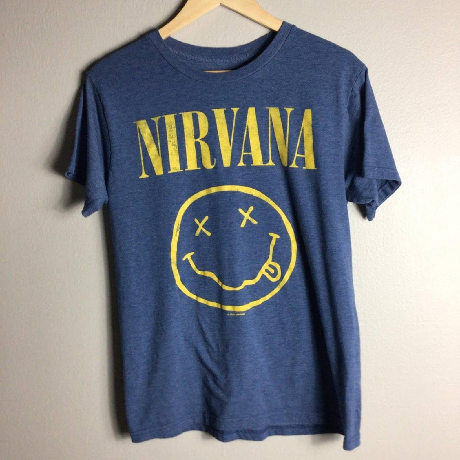 Y2K Nirvana Grunge Rock Band Logo Blue T Shirt