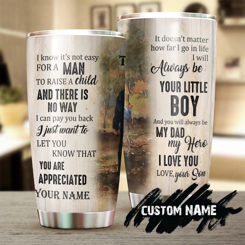 Father Son Always Your Little Boy Always Be My Hero Love You Personalized Tumbler-Birthday Christmas Gift Father’S Day Gift For Dad From Son