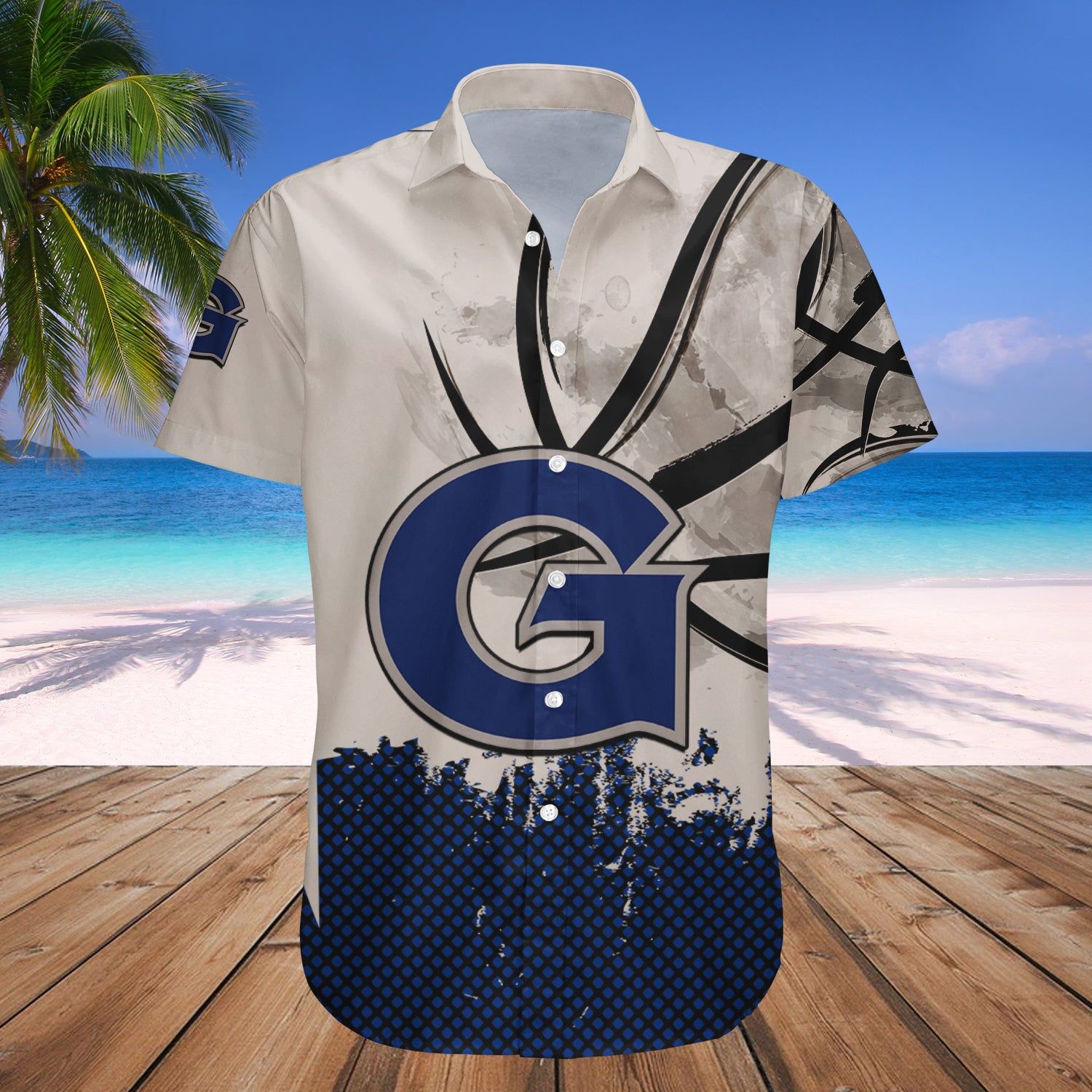 Georgetown Hoyas Hawaii Shirt Basketball Net Grunge Pattern – NCAA