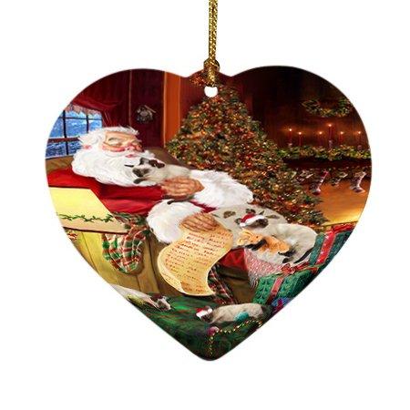 Siamese Cats And Kittens Sleeping With Santa Heart Christmas Ornament D395