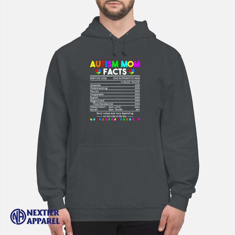 Women Autism Mom Facts One Supportive Mom Autism Awareness Shirt Unisex Hoodie