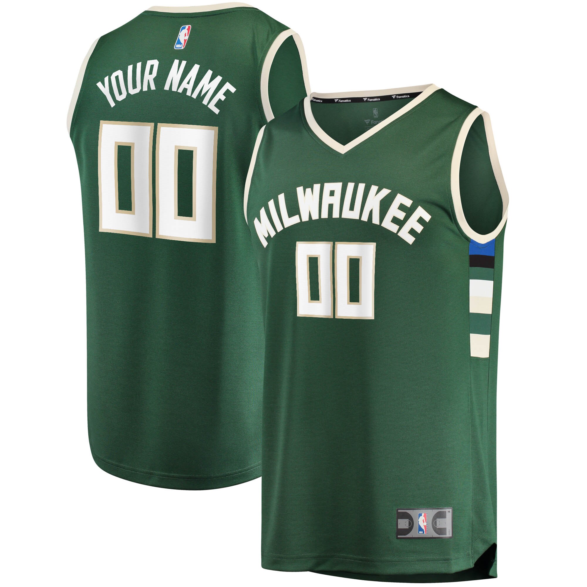 Milwaukee Bucks Branded Fast Break Custom Replica Jersey Hunter Green – Icon Edition